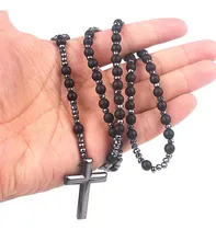 Comprar Collar Rosario Mala Piedra Volcanica Natural Cadena Hematita