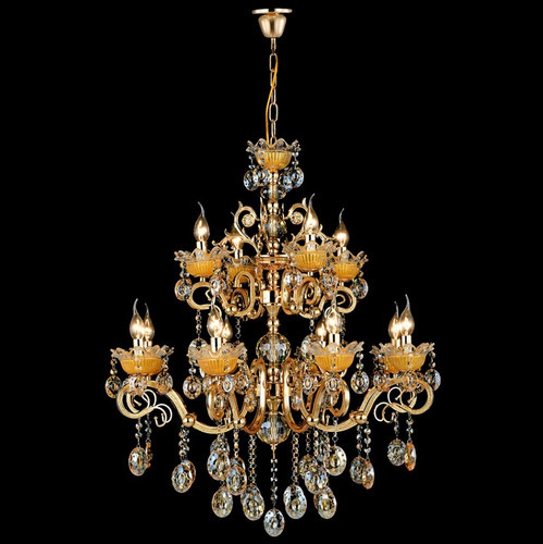 Lustre Cristal Luxuoso Champanhe E Dourado Brilho 12x E14 