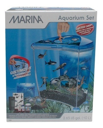 Marina Aquarium Set Shark 2.65gal Incluye Filtro Decoración