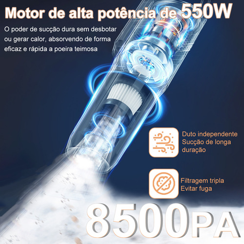 Aspirador De Pó Sem Fio Portátil Recarregável Forte Sucção