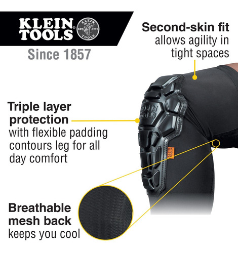 Klein Tools 60615 Heavy Duty Knee Pad Sleeves, S/m Yyn