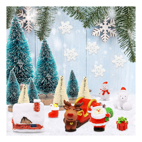 Febsnow 22pcs Decoraciones De Navidad En Miniatura, Mini Ado