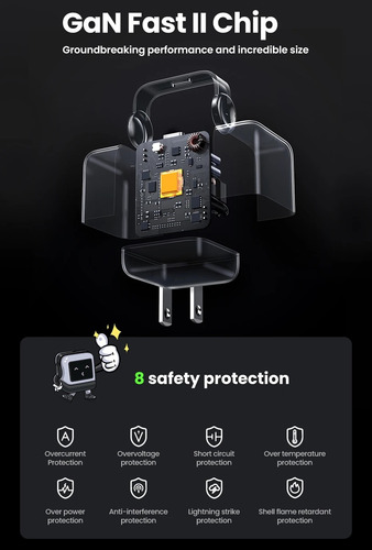 Ugreen Nexode Robot Cargador Rápido Gan De 30w Usb-c Negro