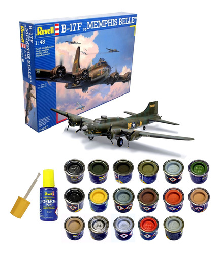 Set B-17f Memphis Belle 1/48 + Pinturas + Pegamento Revell