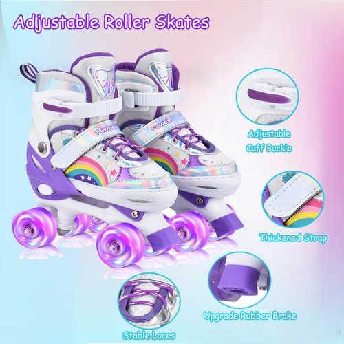 Patines En Paralelo Ajustables 4 Ruedas Con Protección Para