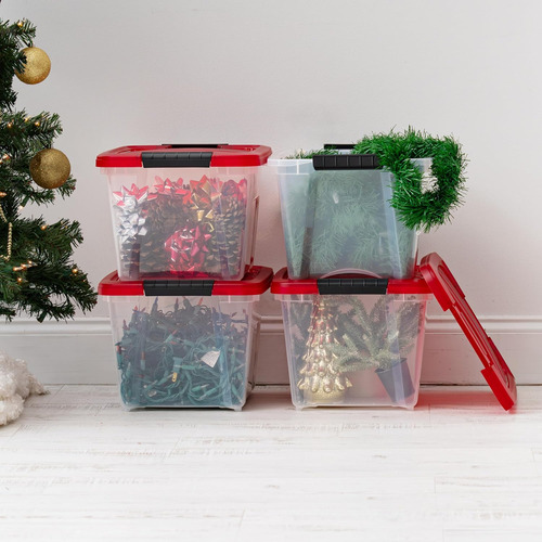Iris Usa Cubo De Plastico Apilable Para Navidad De 19...