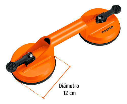 Ventosa De Aluminio Para Vidrio, 2 Copas De Succión, Truper