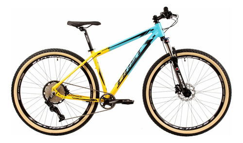 Bike First Aro 29 12v Freios Hidráulicos Suspensão C/ Trava Cor Azul/amarelo - Platinum Tamanho Do Quadro 15,5