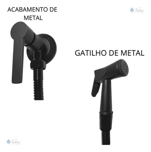 Ducha Higienica Para Lavagem Intima Em Metal Completa Nitro Metais Cor Preto