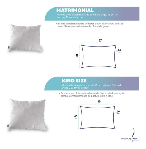 Almohada Down Alternative Memory Foam