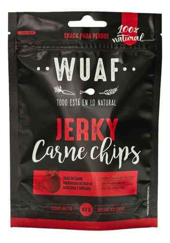 Snack Perro Wuaf Chip De Carnes 40g Premio Saludable Jerky 