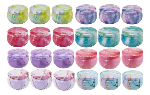 24 Tarros De Velas Redondos De Metal De 60 Ml Con Tapas