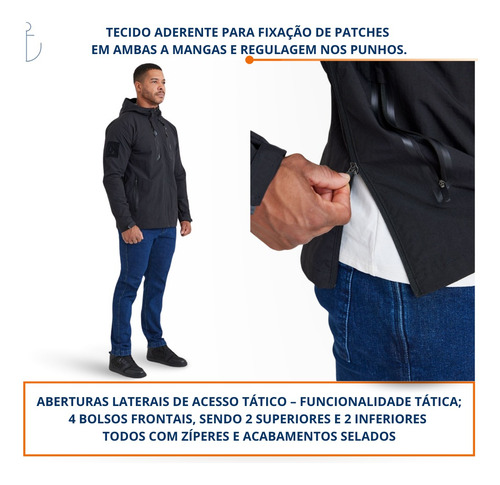 Jaqueta Masculina Tática Impermeável Capuz Square Invictus