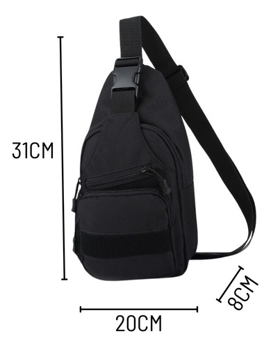 Mochila Transversal Tática Preta Bolsa De Ombro Compacta Cor Preto