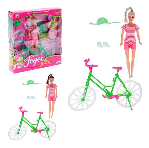 Brinquedo Boneca Joyce Na Bike Com Acessórios Aventura