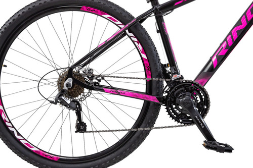 Bicicleta Aro 29 Alumínio 24v Rino Start Mtb Disco Suspensão Cor Preto/pink Tamanho Do Quadro 19