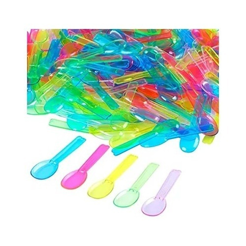 Cucharas Plástico De Colores Surtidos Para Postre Pack 1000