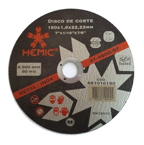 Discos De Corte 7 Hemic Pack 50 Unidades Metal Inox 