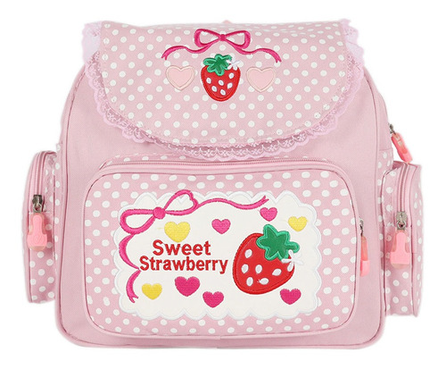 Dulce Y Linda Mochila De Encaje De Frutilla Y Fruta Bordada