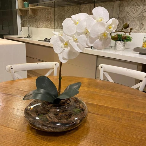 Arranjo Orquídea Branca Artificial Centro Mesa Vaso Grande | Parcelamento  sem juros