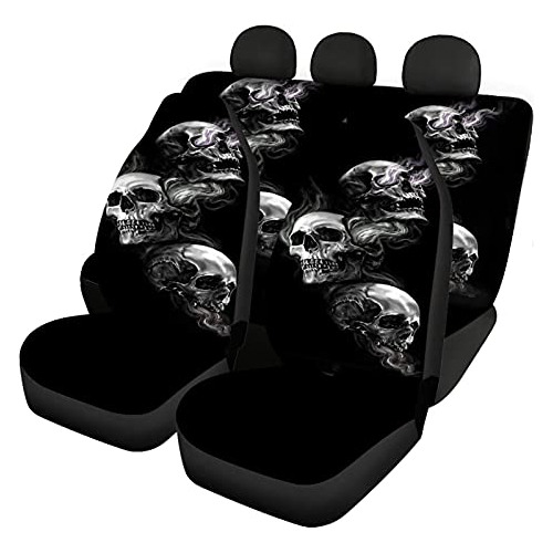 Fundas De Asiento De Automóvil Calaveras Negras - Jueg...