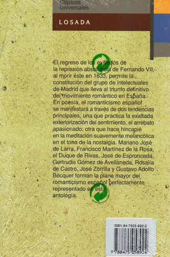 Imagen 2 de 3 de Poesia Romantica Española - - Losada