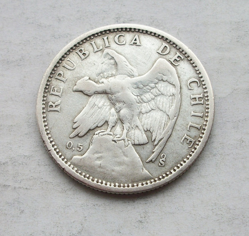 Moneda De 1 Peso 1927 Plata Chile Variedad 0,5 Escasa (rg) (Usado)