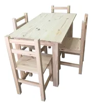 Comprar Mesa De Pino 100 X 70 + 4 Sillas Reforzadas - Pinoshow Color Sin pintar Diseño de la tela de las sillas SIN TAPIZAR