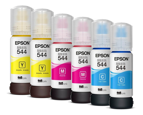 Kit Com 6 Refil Tinta Epson T544 Originais L3110 L3150 M C Y