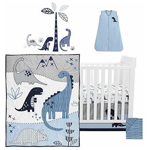 Lambs Ivy   Dino Blue White Dinosaur Nursery Juego De C...