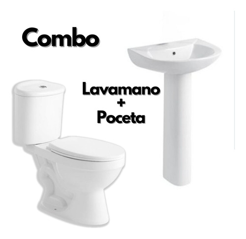 Combo Isonic Lavamano De Pesdestal + Poceta (wc) Blanco