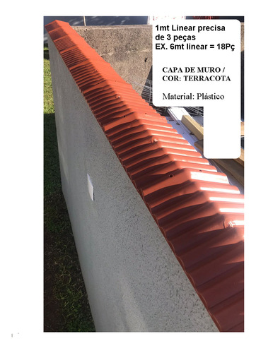 Pingadeira Capa De Muro Rufo Plástica Resistente Kit 06 Pç