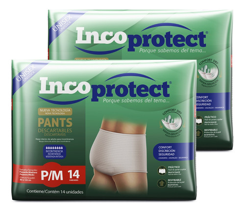 Incoprotect Pañales Pants Adulto Talle P/m X 28 Unidades