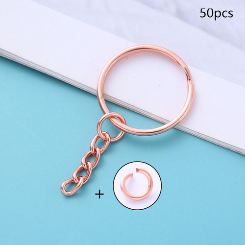 50 Uds Llaveros Con Cadena, Piezas De Anillos De Llaveros,