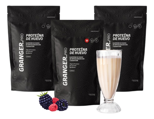 Pack X3 Proteina De Huevo Pura 80% Frutilla Granger 750g 