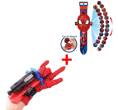 Lanzador De Guantes Spiderman Para Niños+reloj De Proyección