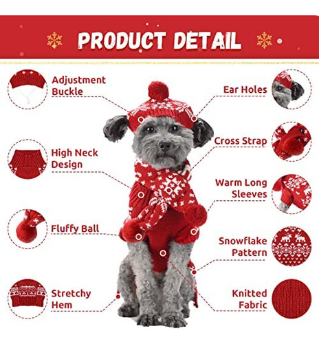 Abrrlo Traje De Navidad Para Perros Conjunto De 3 Pcs Gorro