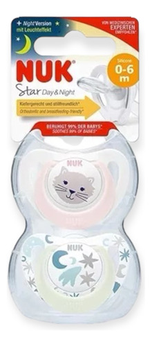 Chupetes Nuk Star Day & Night Bebe Luminoso Pack X 2 