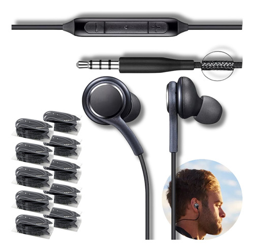 Kit 10 Fone De Ouvido P2 Compatível Android Samsung Xiaomi Cor Preto