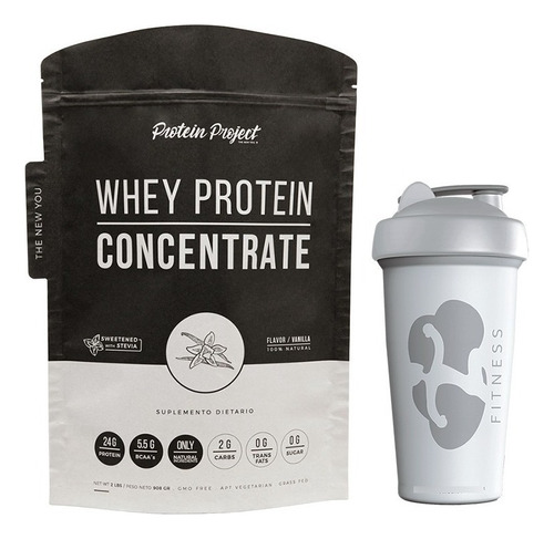 Whey Protein Natural Concentrate 2lb Protein Project + Vaso Sabor Vainilla