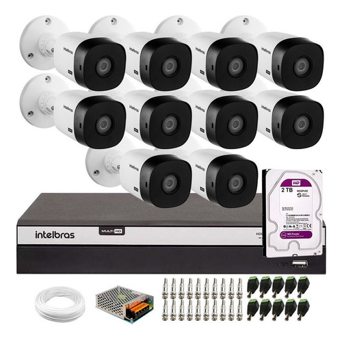 Kit 10 Câmeras Intelbras Vhl 1220 B Full Hd Dvr 3016-c 2tb