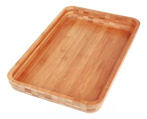 Gamela Bandeja De Madeira Bamboo Retangular 30x45cm Mor