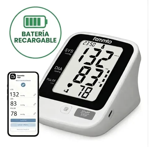 Tensiometro Digital Brazo Presion Arterial Aparato Para Tomar Presion Batería Recargable Usb Medidor Automatico Femmto Blanco
