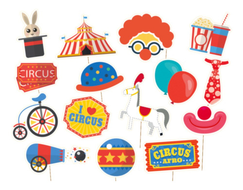 Photo Booth Props Circo Fiesta Payasos Magia Kit Imprimible