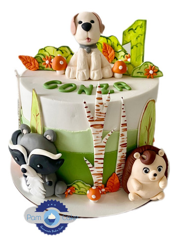 Torta Animalitos Del Bosque Mapache Perro Puercoespin Artesa