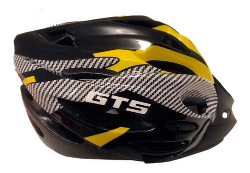 Capacete Com Sinalizador Led Ciclismo Gts Bike Amarelo Preto