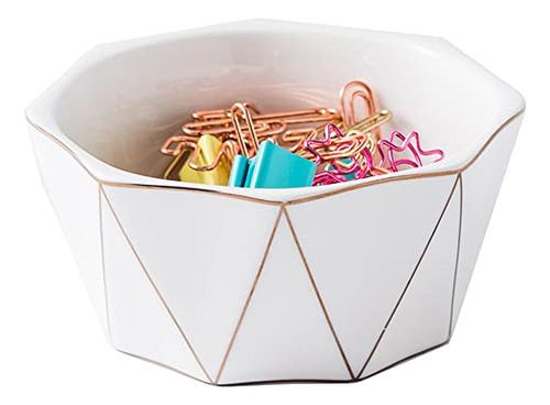 Paper Clip Holder With Gold Line Geometric Ceramic Pape...