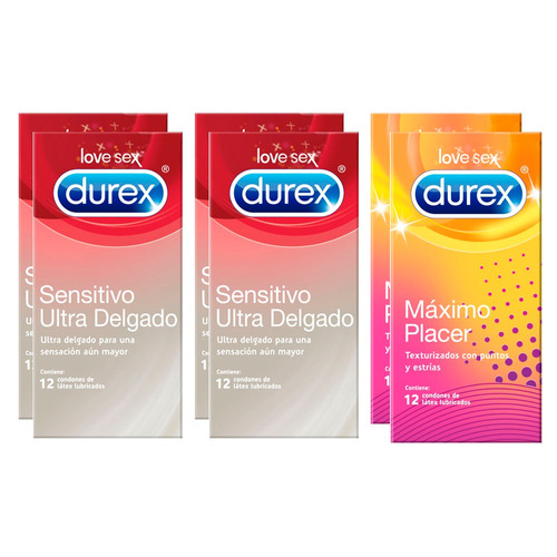 Condones Preservativos Durex Sensitivo Ultra + Máximo X72