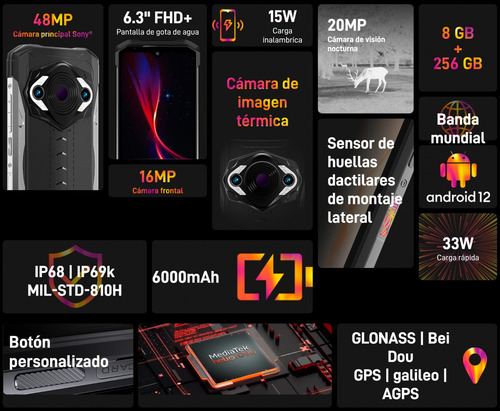 Doogee S98 Pro - Celular Resistente Al Agua, Polvo Y Golpes