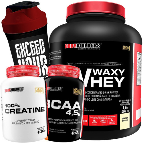 Kit Whey Protein 2kg + Bcaa + Creatina + Shaker